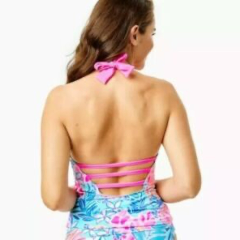 Lilly Pulitzer Nara Tankini Top Seaglass Aqua Rainforest Retreat Size 6 - Picture 2 of 4